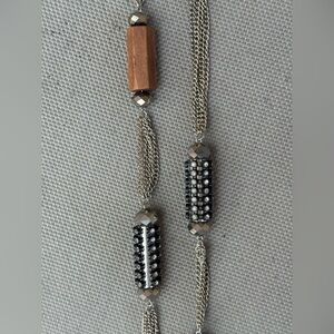 YOUSI (You & I) Elegant Silver & Brown Beaded with multiple chains Necklace